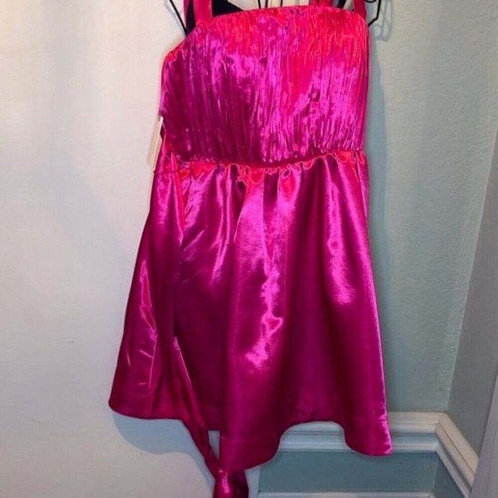 Anthropologie Bow tie Satin Mini Dress Pink size 8 - Picture 6 of 8